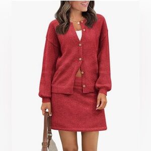 NWT RED SWEATER SKIRT SET-S